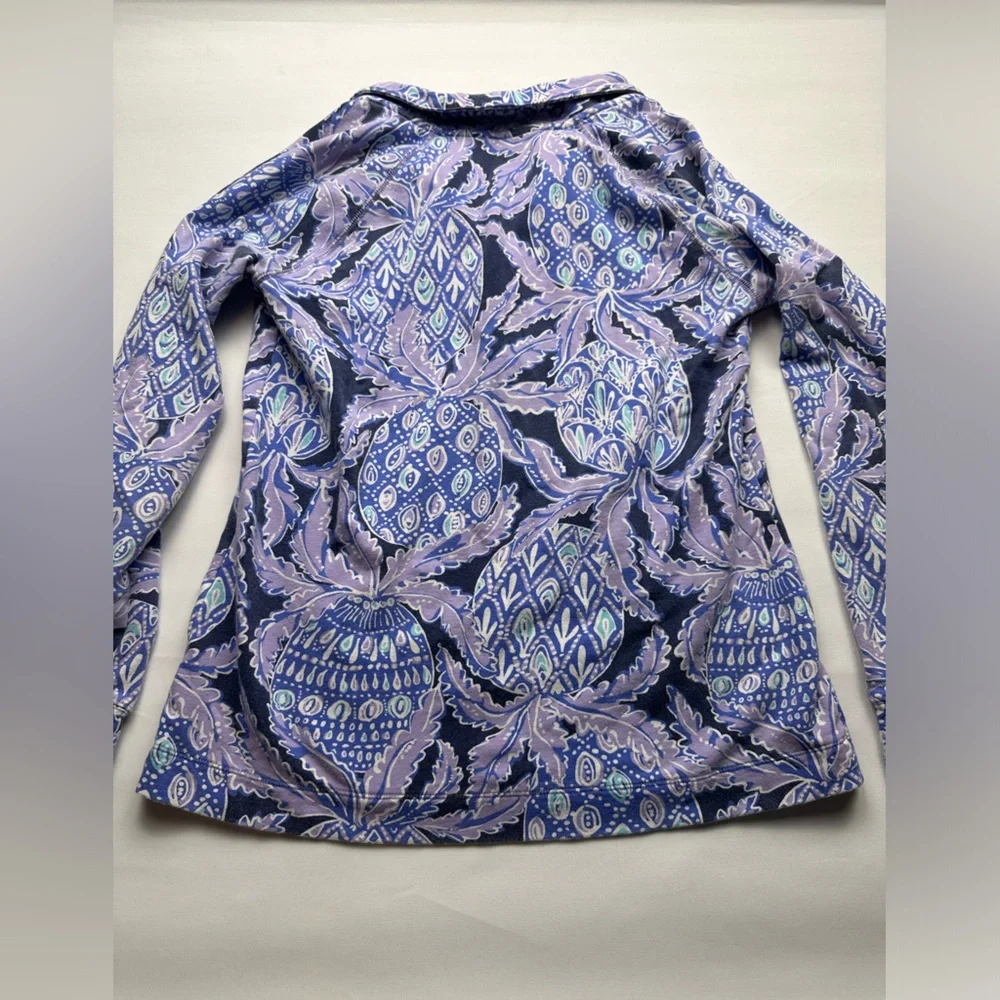 Lilly Pulitzer size M paisley pattern purple 1/4 zip pullover light sweatshirt. - Picture 2 of 8